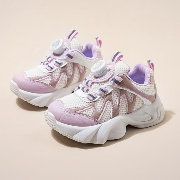 Girls Running Shoes, Kids Running Shoes, Kids Chunky Sneakers for Boys & Girls - Lightweight Breathable Mesh Shoes With Hook & Loop and Lace Up, for Toddler & Little Kid, Purple US-11C/EU-27