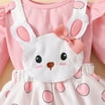 thumbnail image 6 of LAPAKIDS Baby Clothes for Girls 0-3 Months Long Sleeve Romper Tops + Bunny Suspender Skirt + Headband 3PCS Outfits, 6 of 7