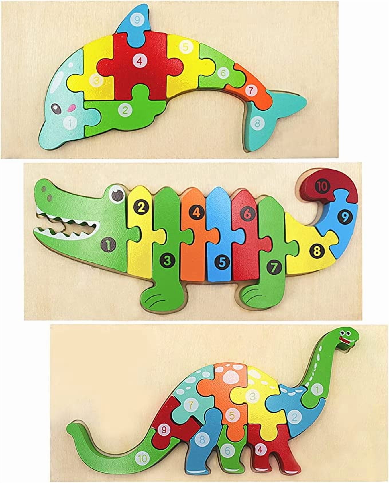 JEEXI Montessori Wooden Dinosaur Puzzles 4-Pack photo 8