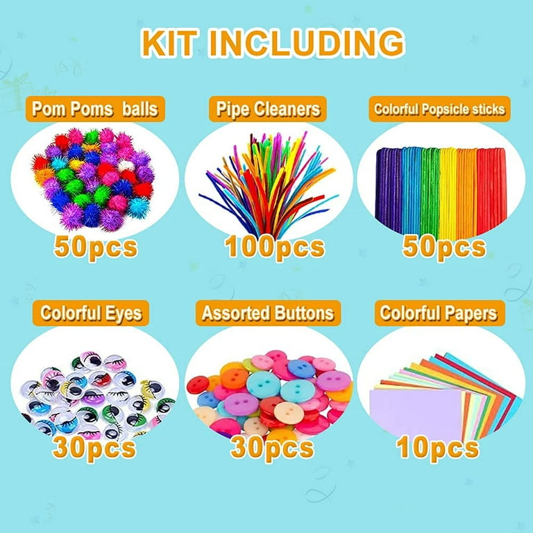 Children's Craft Set DIY Kids Crafts Supplies Craft Art Material Set for  Kids with Pipe Cleaner Pompom Googly Eye Feather Sequin Scrapbooking Craft  Set Gifts for Toddler Girl Boy 4 5 6
