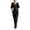 Black, variant on JULMCOMO Jumpsuits for Women Deep V Neck Cold Shoulder Casual Rompers Half Sleeve Cinched Waist Wide Leg Summer Jumpsuit with Pockets Black XL