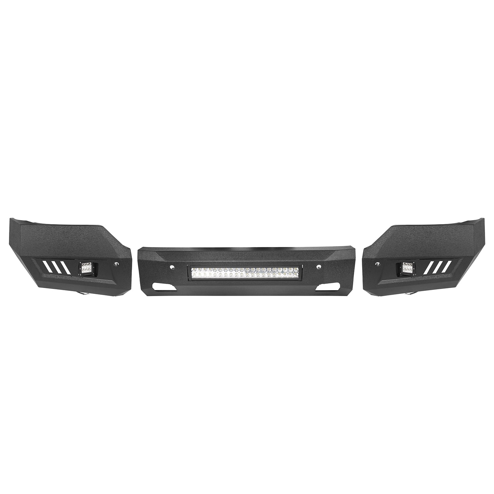 Hooke Road Fit 2016 2017 2018 Chevy Silverado 1500 Front Bumper Steel Black w/ 120w LED Light Bar