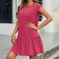 thumbnail image 4 of ZHYou Womens Dresses Casual Short Sleeve, Tiered, Mini Dress, Soft Breathable Lightweight, Comfortable SummerDress, with Pocket,Hot Pink,S, 4 of 6