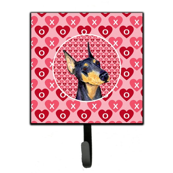 Doberman Hearts Love and Valentines Day Portrait Leash or Key Holder