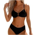 thumbnail image 2 of Sakmal Womens Bikini Swimsuits Plus Size Double Support Swimwear Solid Black Beach Swimsuits for Women S, 2 of 6