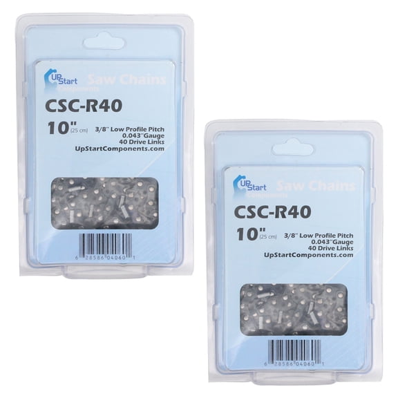 2-Pack 10-Inch Chainsaw Chain R40 Replacement for Makita XCU05 - (10", 3/8", .043", 40 Drive Links)