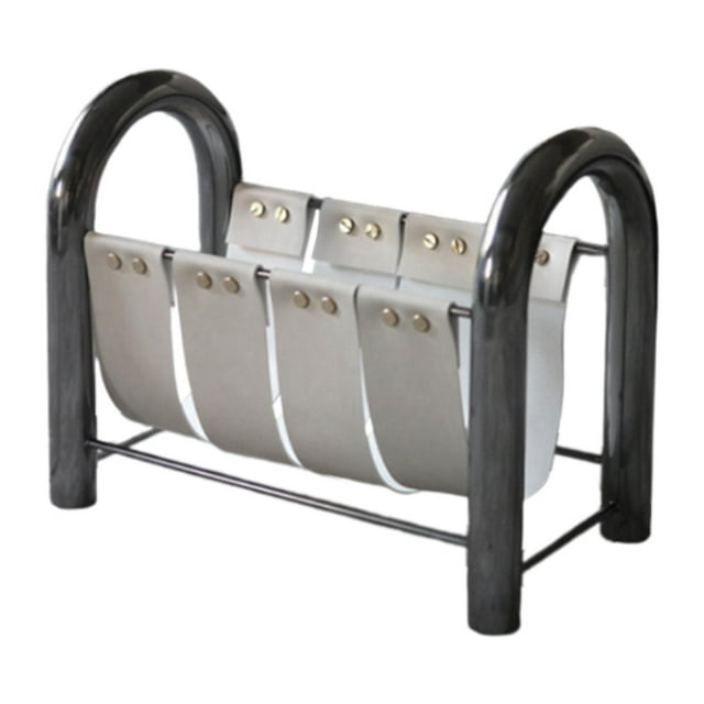 Tnarru Magazine Rack Newspaper Rack Decorative PU Leather Brochures Display Rack Information Rack for DEN Office Offices Exhibitions White