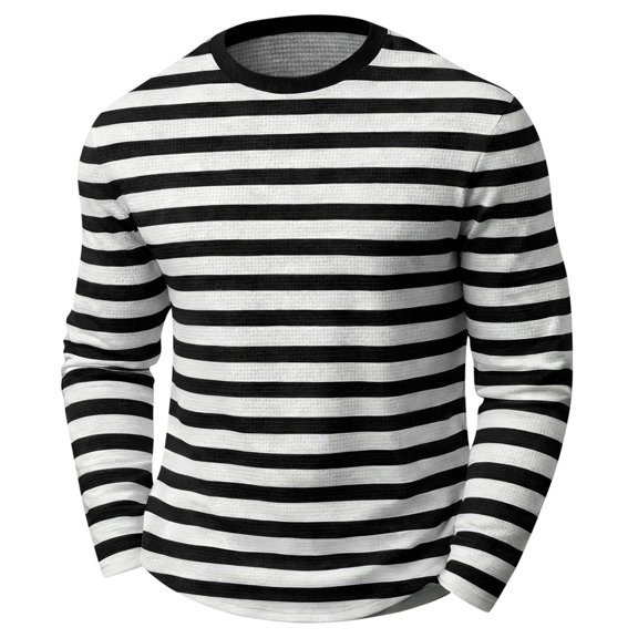 Tisuna Children'S Striped Print Tops For Girls Boys Long Sleeve Crew Neck Shirts Breathable Soft Little Kids Spring Fall Holiday Casual Wear Black Size 3-4 Years