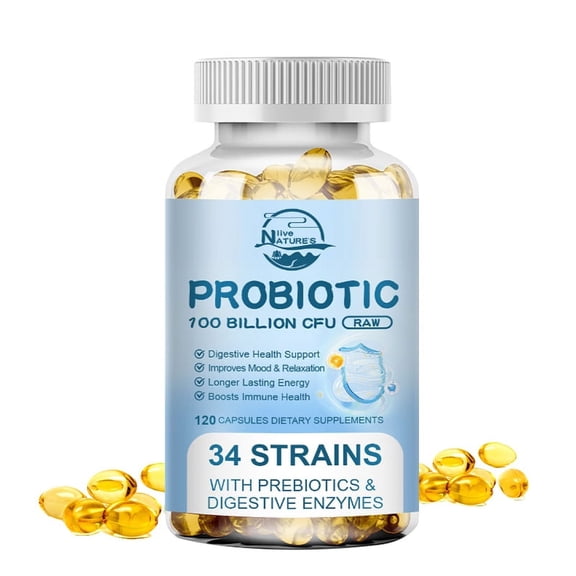 NATURE'S LIVE Probiotics 100 Billion CFU, 34 Strain Probiotic Supplement for Digestive Health & Immune Support, Shelf Stable Gut Health Formula, 120 Capsules