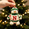 thumbnail image 6 of romoty Personalized Letter N Snowman Christmas Ornament, 3.15 in Acrylic Monogram Initial Knit Snowman Pendant with Cord for Xmas Tree Wreath Mantel Decor Kids Stocking Stuffer Gift, 6 of 7