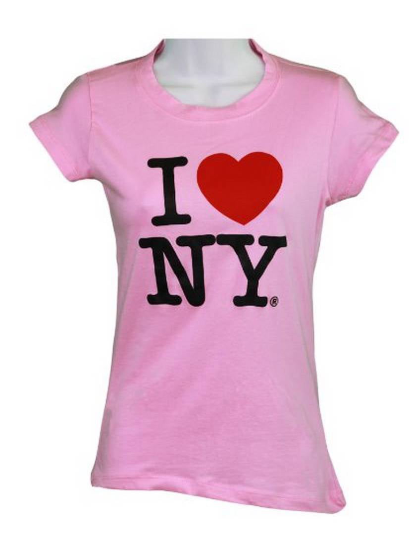 I Love NY New York Womens T-Shirt Ladies Rhinestone Tee Heart White