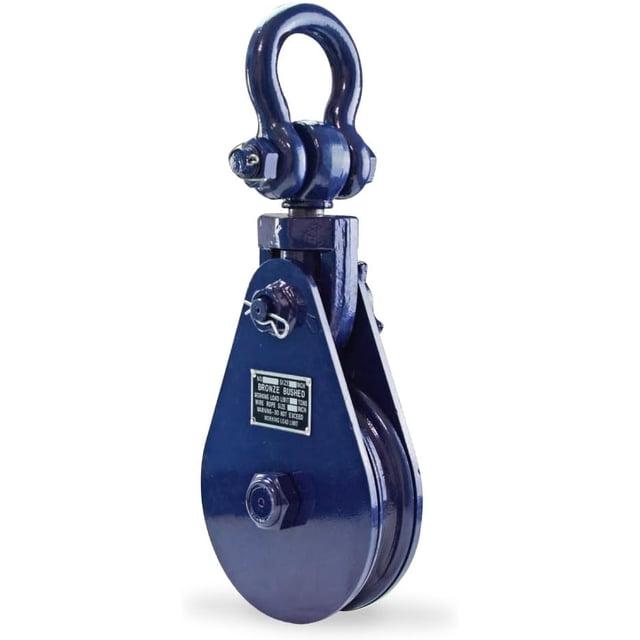 Polea con grillete de Eslinga Capacidad 8 Toneladas Polea 35.56cm Cuerda 3/4 Pulgadas Azul con Rojo