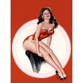thumbnail image 2 of Driben, Peter 25x32 Gold Ornate Wood Framed with Double Matting Museum Art Print Titled - Mid-Century Pin-Ups - Eyeful Magazine - Brunette in a Red Bathing suit, 2 of 4
