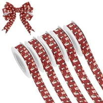 5 Rolls Christmas Ribbon 1.5 inch Wide Decorative Ribbon for Gift Wrapping and Holiday Decorations Cute Christmas Animals