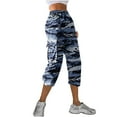 thumbnail image 6 of Simua Cargo Capris for Women Camouflage Elastic Waist Casual Beach Cropped Pants with Pockets, 6 of 7