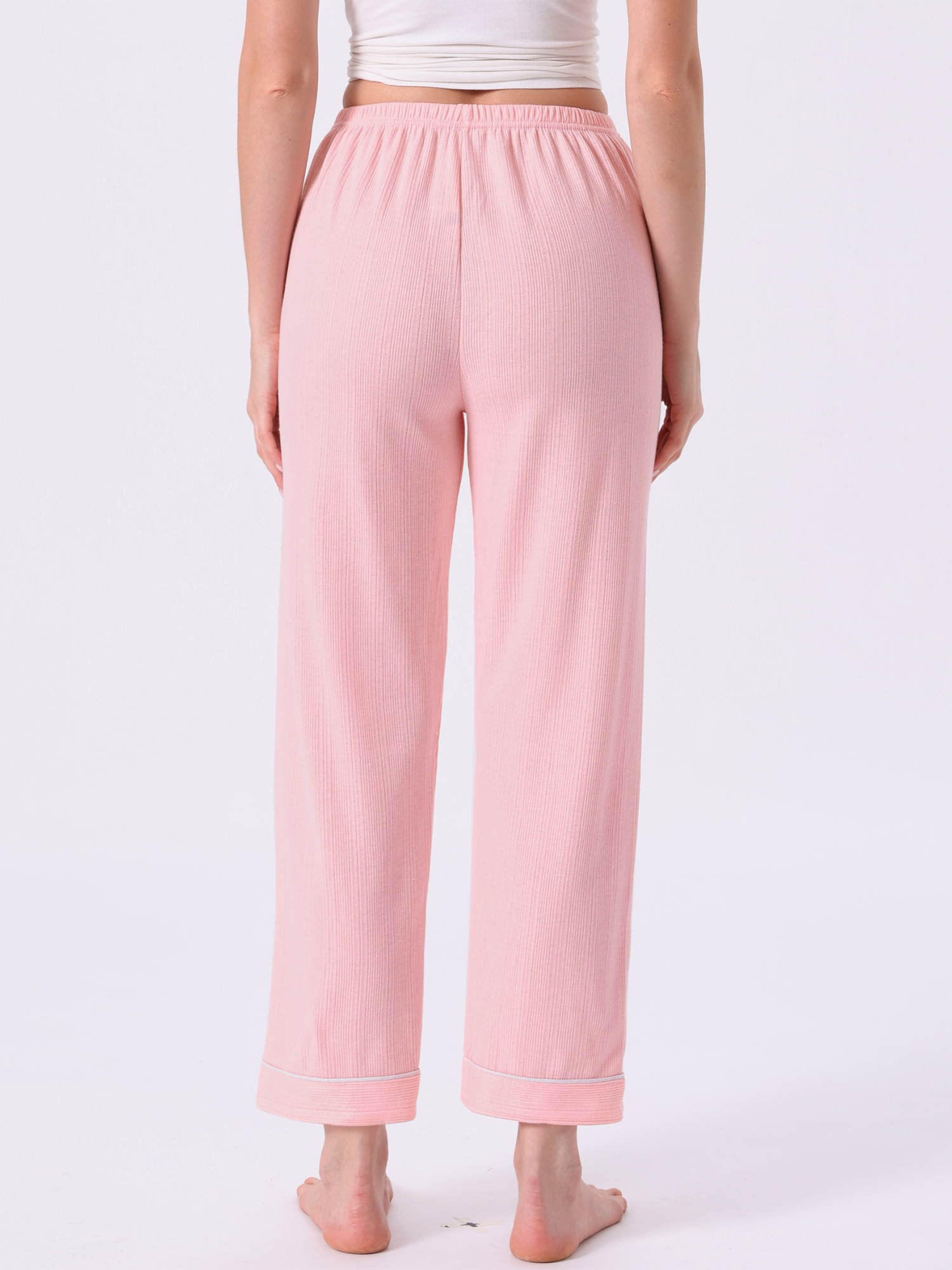 DARING DIVA Women's Cotton Knit Ribbed Elastic Waist Loungewear XS Pink