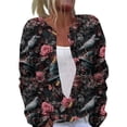 thumbnail image 2 of Halloween Sweaters for Women Funny Halloween Pumpkin Womens Sweaters Cardigan Knit Button Down Cropped Long Sleeve Fall Winter Trendy Plus Size Sweatshirt Tops Hot Pink 4XL, 2 of 6