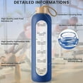 thumbnail image 3 of Borosilicate Glass Water Bottle with Time Marker Reminder Quotes, 1 Liter Leak Proof Reusable BPA Free Motivational Water Bottles with Silicone Sleeve and Bamboo Lid, 3 of 7
