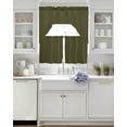 thumbnail image 4 of Olive Green 3 Piece Swag Kitchen Curtains Set Solid Color Valance and Tier Curtains 24 In Long, 56" x 36" Window Topper for Cafe Bathroom Bedroom, 4 of 6
