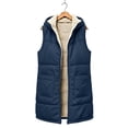 thumbnail image 6 of Fnooota Womens Puffer Vests, Sleeveless Mid-Length Fleece-lined Full Zip Winter Outerwear with Pockets Navy Size S, 6 of 6