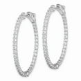 thumbnail image 2 of 925 Sterling Silver Rhodium-plated CZ Hinged Oval Hoop Earrings; for Adults and Teens; for Women and Men, 2 of 3