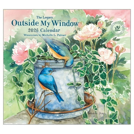 Legacy Publishing Group, Outside My Window by Michele Palmer 2026 Wall Calendar, 13.38'' X 12.13'', 12-Month Calendar with Stapled Binding