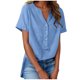 thumbnail image 3 of TaTaai Summer V Neck Casual Top, Women's Half Button Open Front Design, Linen Inspired Short Sleeve Solid Color Shirt Gift, 3 of 9