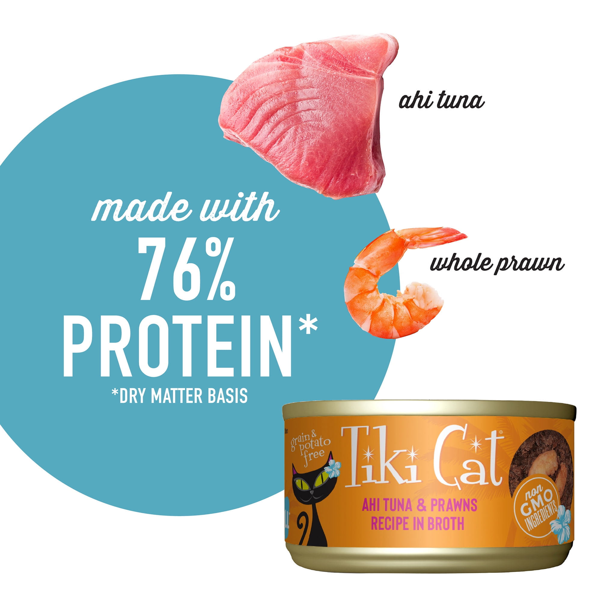 (6 pack) Tiki Cat Grill Wet Cat Food, Ahi Tuna, & Prawns, 2.8 oz. Can