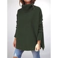 thumbnail image 3 of Suéteres de Cuello Alto de Gran Tamaño para Mujer, Larga de Murciélago, Dobladillo Abierto, Túnica, Suéter de Punto, Tops Verde M, 3 of 5