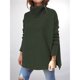 thumbnail image 3 of Suéteres de Cuello Alto de Gran Tamaño para Mujer, Larga de Murciélago, Dobladillo Abierto, Túnica, Suéter de Punto, Tops Verde XL, 3 of 5