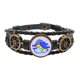 thumbnail image 1 of La nube brilla Pulsera marina tejida en cuero, 1 of 4