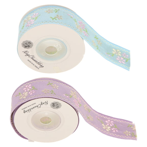 PTOOTP Embroidered Edge Ribbon Trim Assorted Colors 2 Rolls for Sewing Crafts and Decorations