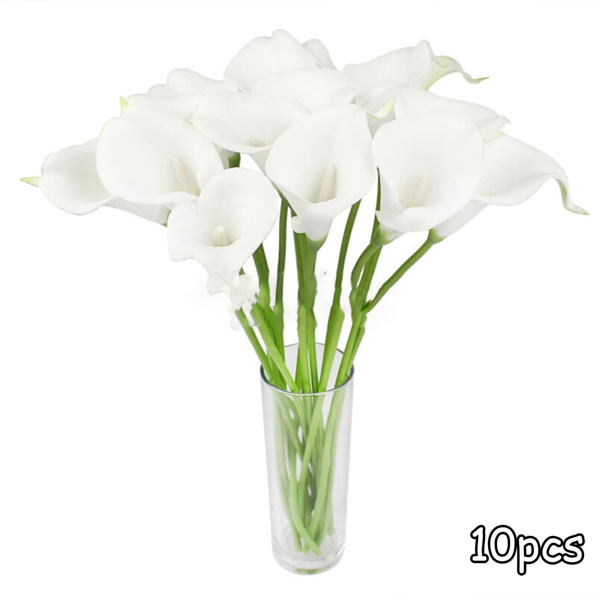 10*Pure White Artificial Calla Lily Real Touch Silk Flower Wedding Bouquet Decor