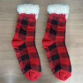 thumbnail image 6 of Women Christmas Socks Winter Lined Warm Socks Non Plus Velvet and Thick Plaid Print Snow Socks,Z1-Red One Size, 6 of 6