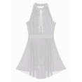 thumbnail image 6 of Aislor Women's Lyrical Dress Sleeveless Color Block Chiffon Skirted Leotard Contemporary Dance White S, 6 of 7