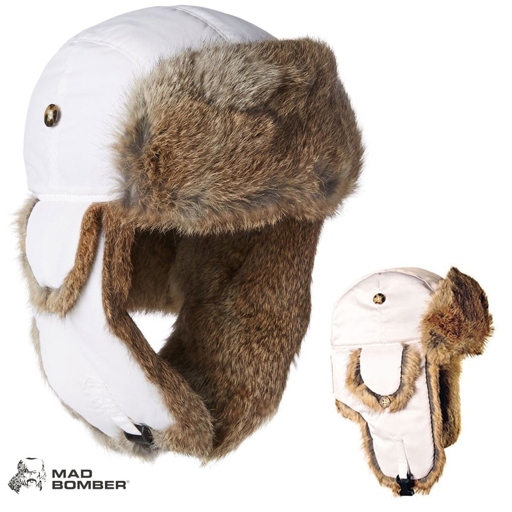 Mad Bomber Supplex Bomber Hat (M) Wht/Brn Rabbit