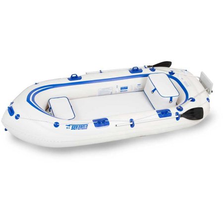 UPC: 0023634083126 | Sea Eagle SE9 Lightweight Inflatable Boat with Inflatable Floor 5 Oar Set Boat Bag Foot Pump 2 Seats Great for Boating Motoring Rowing Fishing & Yacht Tending- Fisherman s Dream Package