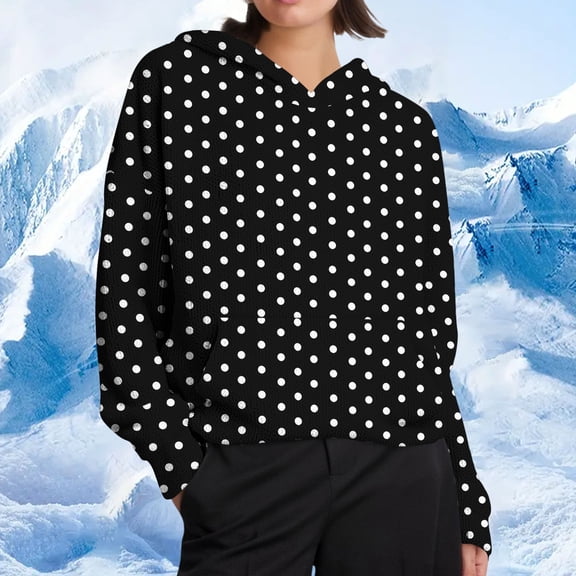 EchfiProm Womens Sweatshirts Hooded Hoodies Pullover Comfy Long Sleeve Polka Dot Sweater for Womem with Pockets