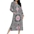 thumbnail image 4 of Fewfanhot Women's Long Flannel Robe Floral Printed Knee Length Zipper Bedroom Lounging Bathrobes Cozy Sleepwear Comfort Housecoat, 4 of 9