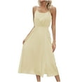 thumbnail image 2 of gljltg Women's Summer Casual Open Back Adjustable Straps Slim Fitting Solid Dress – Polyester Lightweight Breathable Fabric for Party Beach Date Outfits with Flattering Silhouette & Versatile Design, 2 of 7