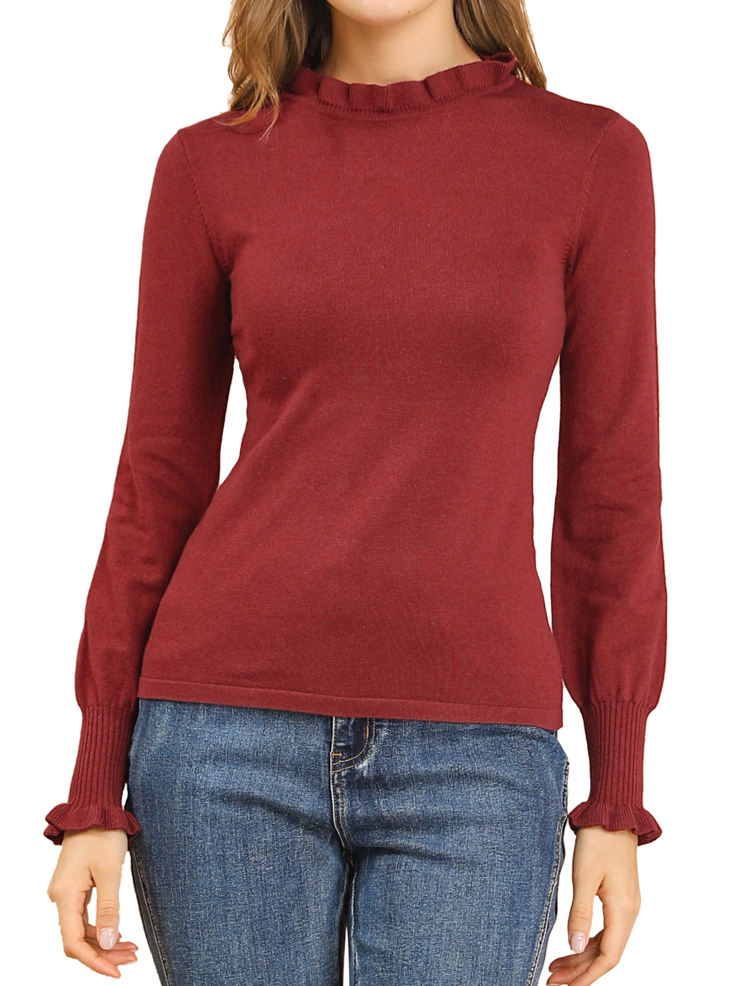 Aqua Cashmere Women's Ruffled Popover One Shoulder Sweater