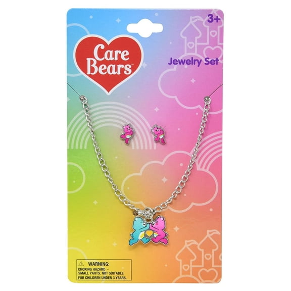 Care Bears Metal Necklace & Earring Jewelry Set on Card, GIRLS