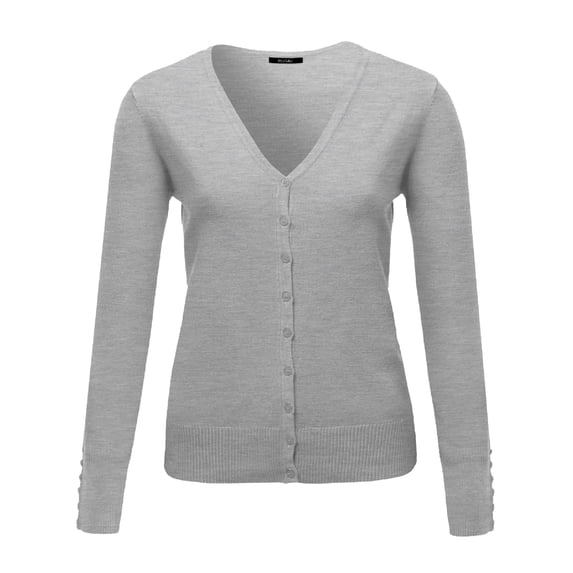 FashionOutfit Women's Basic V-neck Solid Cardigan Plus Size Color Variations
