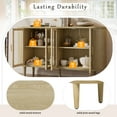 thumbnail image 6 of Buffet Cabinet with 4 Glass Doors, Modern Sideboard Kitchen Cabinet with Adjustable Shelves and Curved Tabletop, 60" Coffee Bar Cabinet Table for Kitchen, Natural, 6 of 7