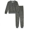 Sleep On It Boys 2-Piece Velour Pajama Sets, Stars, Gray Pajama Sets for Boys, Size M (8/10)