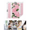 thumbnail image 4 of Pink Roses Cloth Napkins Set of 6 Reusable Dinner Napkins, Valentine's Day Romantic Flowers Green Leaf Stripes Cocktail Napkin Washable Table Napkins for Wedding/Holiday Party/Baby Shower 20"x20", 4 of 7