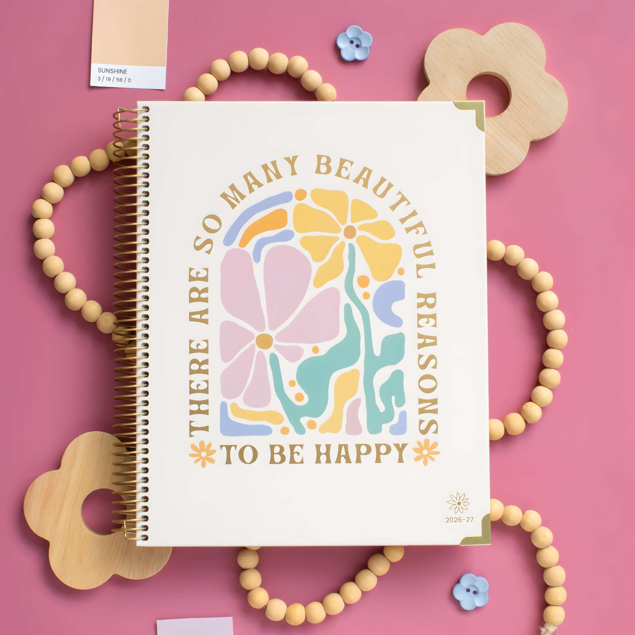 bloom daily planners 2026-2027 Academic Planner, 13-Month Monthly & Weekly Hard Cover, 8.5" x 11", So Many Reasons to Be Happy