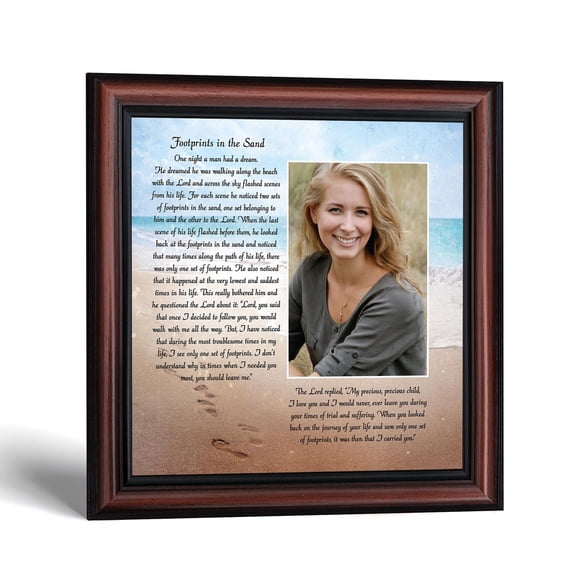 Footprints in the Sand Picture Frame, Christian Gifts for Women