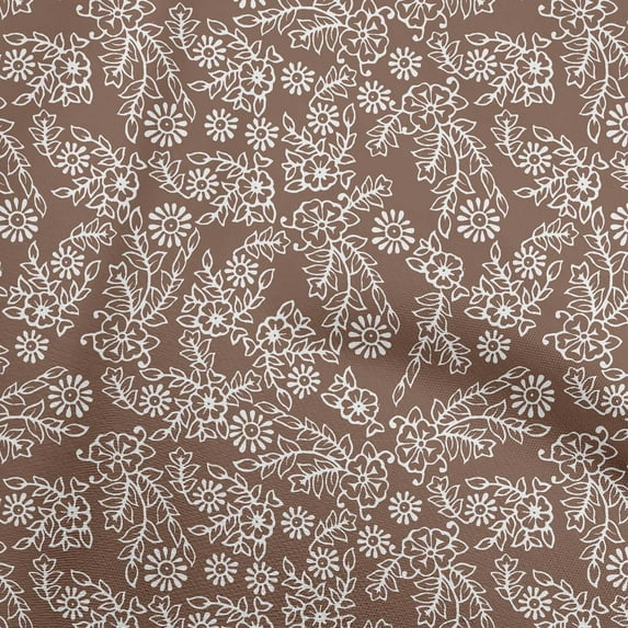 oneOone Cotton Cambric Brown Fabric Asian Mosaic Sewing Material Print Fabric By The Yard 42 Inch Wide