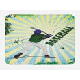 thumbnail image 1 of Baseball Bath Mat, Grunge Baseball Batter with Gear Athlete Competition Action Retro Illustration, Non-Slip Plush Mat Bathroom Kitchen Laundry Room Decor, 29.5 X 17.5 Inches, Green Yellow, Ambesonne, 1 of 2